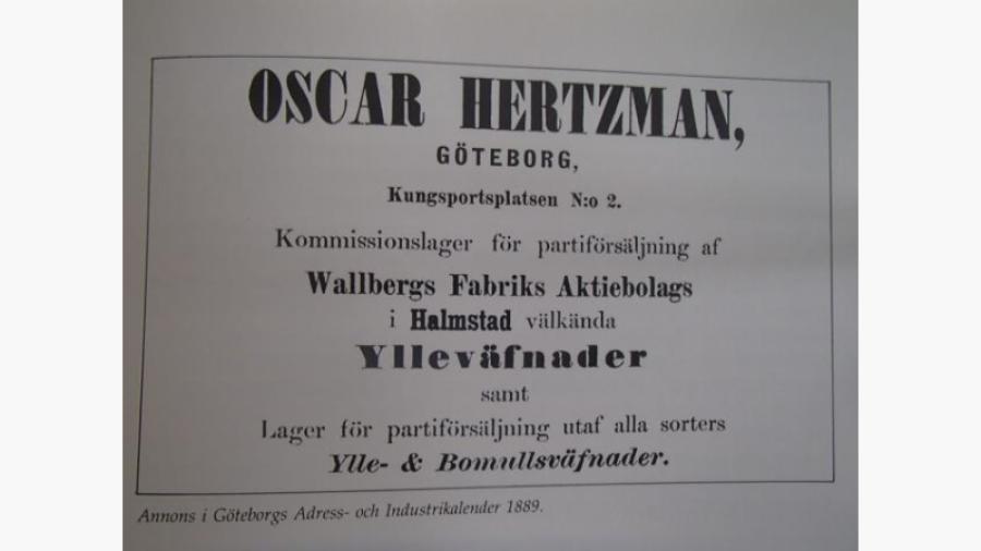 Annons i Göteborgs Adress- och Industrikalender 1889. Källa: För hundra år sedan- Göteborgs historiska museum. 